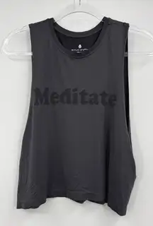 Spiritual Gangster Shirt Womens XS/S Black Meditate Crop Tank Top Yoga Made USA