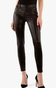 J Brand Jeans Womens 25 Super Skinny Coated Black Tar Dark Bronze Metallic‎ NEW