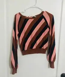 Brand New FoxieDox No Multi Metallic Striped Crop Sweater Size Medium For Women