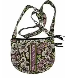 Vera Bradley Plum Petals Quilted Hipster Crossbody Bag Adjustable Strap