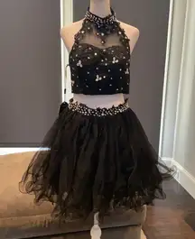 Women’s Black Halter Neck 2 Piece Prom Homecoming Party Dress Size M NWT