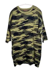 KERISMA Green Camo Bodycon Stretch Sweater Dress Viscose Nylon Poly Angora - M/L