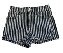 AMERICAN EAGLE Size 0 Hi-Rise Shortie Shorts Next Level Stretch Blue Striped