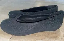 Eileen Fisher Humor Wedge Ballet Flat in Spotted Suede Black size 7.5‎