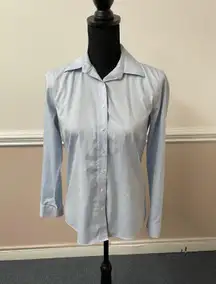 Lands End No Iron Pinpoint Oxford Button Up Shirt Size 6