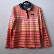 LL Bean Women’s Cotton Striped Rugby Shirt, Orange Ombre, M