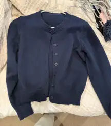Navy Button-Up Sweater Old Cardigan