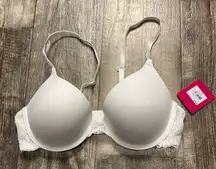 SO White Lace Trim Bra 34C
