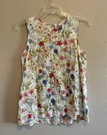 J. Jill Floral Linen Top  Size M