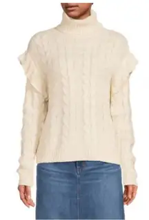 Joe's Jeans Cream Cable Knit Turtleneck Sweater