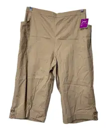 Just My Size Women's Khaki Capri Pants Size 3X 22W 24W Elastic Waist Stretch
