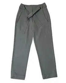 Mango Suit Olive Green Cropped Pants Slacks Skinny Fit w/ Belt Size 2 Women's