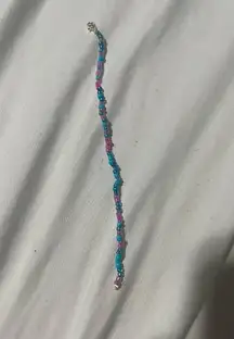 pink and blue beaded bracelet/anklet