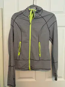 Striped Hooded Workout Jacket