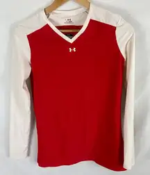 Under Armour Heatgear Red White Top Size Large