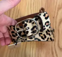 Halogen Leopard Genuine Leather Cuir Trouser Fit Belt Large NWT