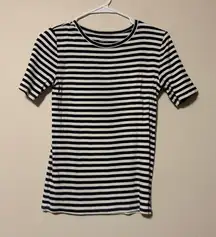 J. Crew Black and White Striped Short Sleeve Tee