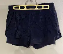 Aerie blue lace shorts with spandex underneath size large‎