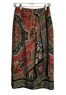 Jerri Sherman  Women Skirt  Sz. 6Vintage 100% Silk fully lined Faux wrap skirt