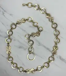 Lightweight Textured Gold Chain Link Belt XS/S Leaf Detail Adjustable ✨