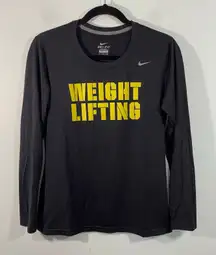 Nike Women Black "Weight Lifting" Long Sleeve Athletic Top Size S