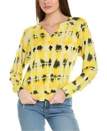 CAbi Yellow Black Tie Dye Atomic Lightweight Sweatshirt Bright Colorful Spring