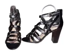 Marc Fisher Womens Lusa Caged City Sandals‎ Black Ankle Strap Size 6M EUC
