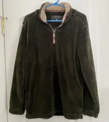 True Grit Pebble Pile Pullover 1/2 Zip in Vintage Olive Green