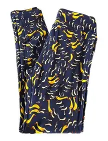 Lularoe Yellow Navy Blue Ducks Leggings One Size EUC #4392 JEEP