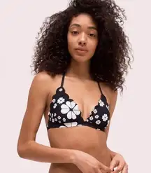 Kate Spade Floral Black & White Bikini Top Size L