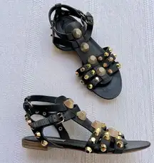 Balenciaga Studded Gladiator Sandals Size 36 Black