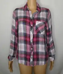 BLL BeachLunchLounge Plaid Button Front Shirt Md