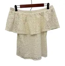 Jun & Ivy Cream White Off The Should Lace Feminine Blouse Size Women's XS