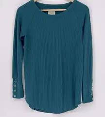 Chaser Waffle Knit Long Sleeve Thermal Top Teal Women’s Size Small