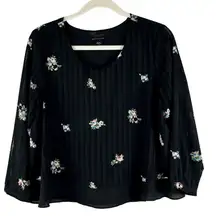 Metaphor Floral Flowy Long Sleeve Semi-Sheer Blouse Medium