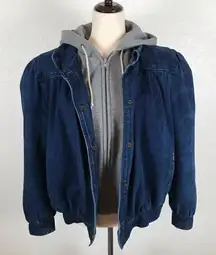 Vintage Dawn 90s denim jacket with built-in hoodie L