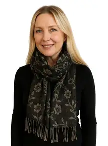 Soft Pashmina Shawl Scarf Black Beige Floral Wrap Lightweight Elegant Gift