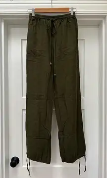 H&M Olive Green linen Women's Joggers size XS