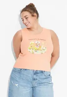 Strawberry‎ Shortcake Women 2X Graphic Orange Cropped Tank Top Casual Nostalgia