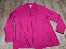 Chico's Silk Angora Blend Dark Pink Cardigan Sweater Size 3 XL - 16/18