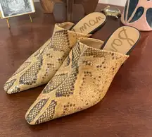 Sam Edelman Women’s Syka Snakeskin Embossed Leather Mule Slip On Tan 8.5