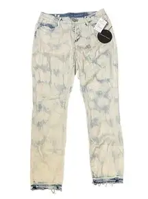 Article Of Society Women Carly Skinny Crop‎ Jeans Frayed Hem Bleach Denim 27 NWT