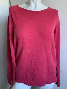 size 12 pink wool blend long sleeve pullover sweater