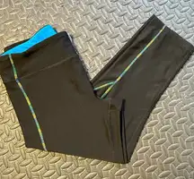 RBX Women’s Active Leggings Black With Rainbow Stitching Size Large
