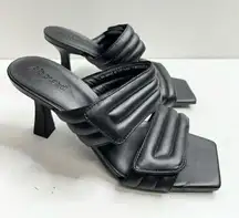 Abound Sandals Size 6 Black Qarly Open Square Toe Slip On Heels