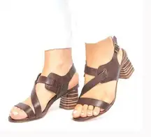 Antelope Dark Brown Zigzag-Strap Ada Leather Sandal