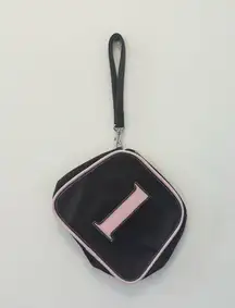 Vintage Y2K “L” initial monogram pleather brown and pink mini wristlet bag