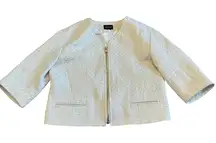 Club Monaco Cream Silver Metallic Blazer Jacket Cropped Oversized Size Large