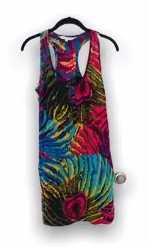 abstract silk racerback dress