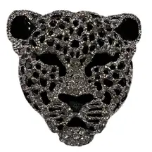 Leopard Head Rhinestone Encrusted Brooch